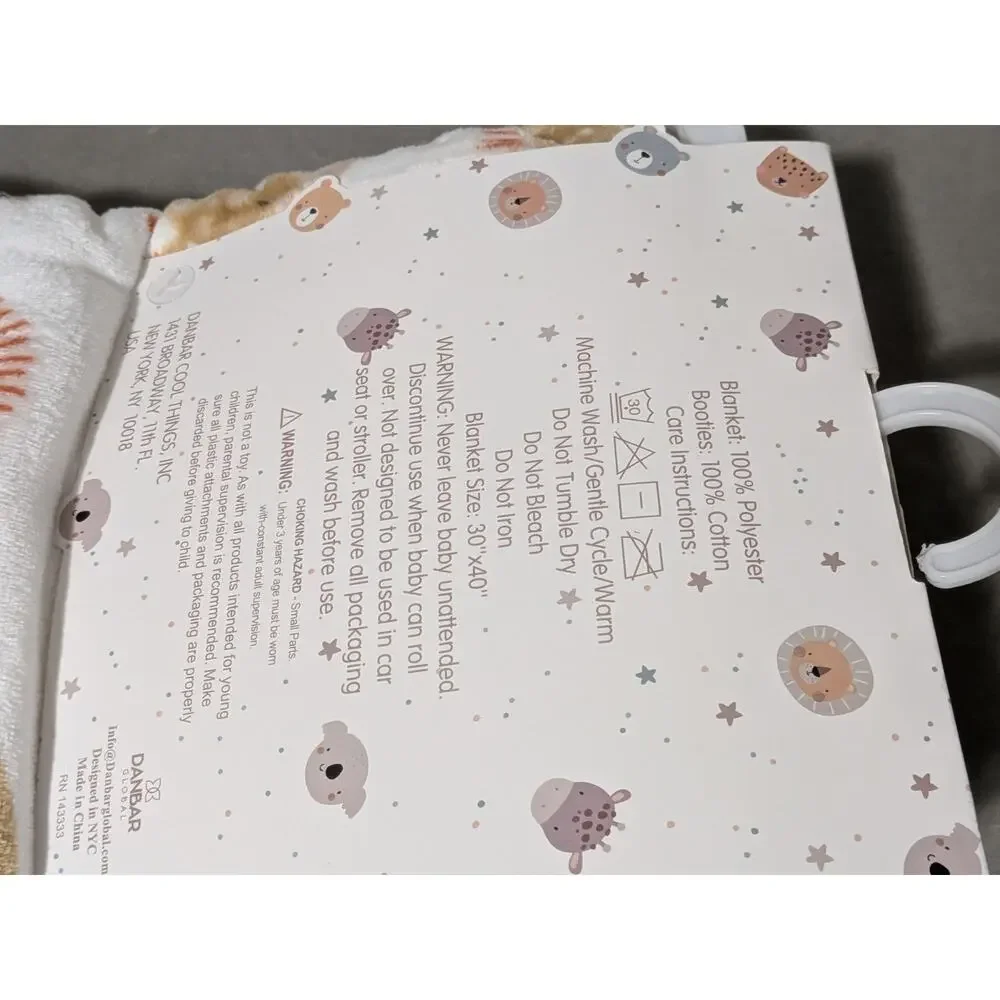 Danbar Baby Blanket Bootie Set NWT Safari Giraffe Leopard Lion Jungle Gift 3pc